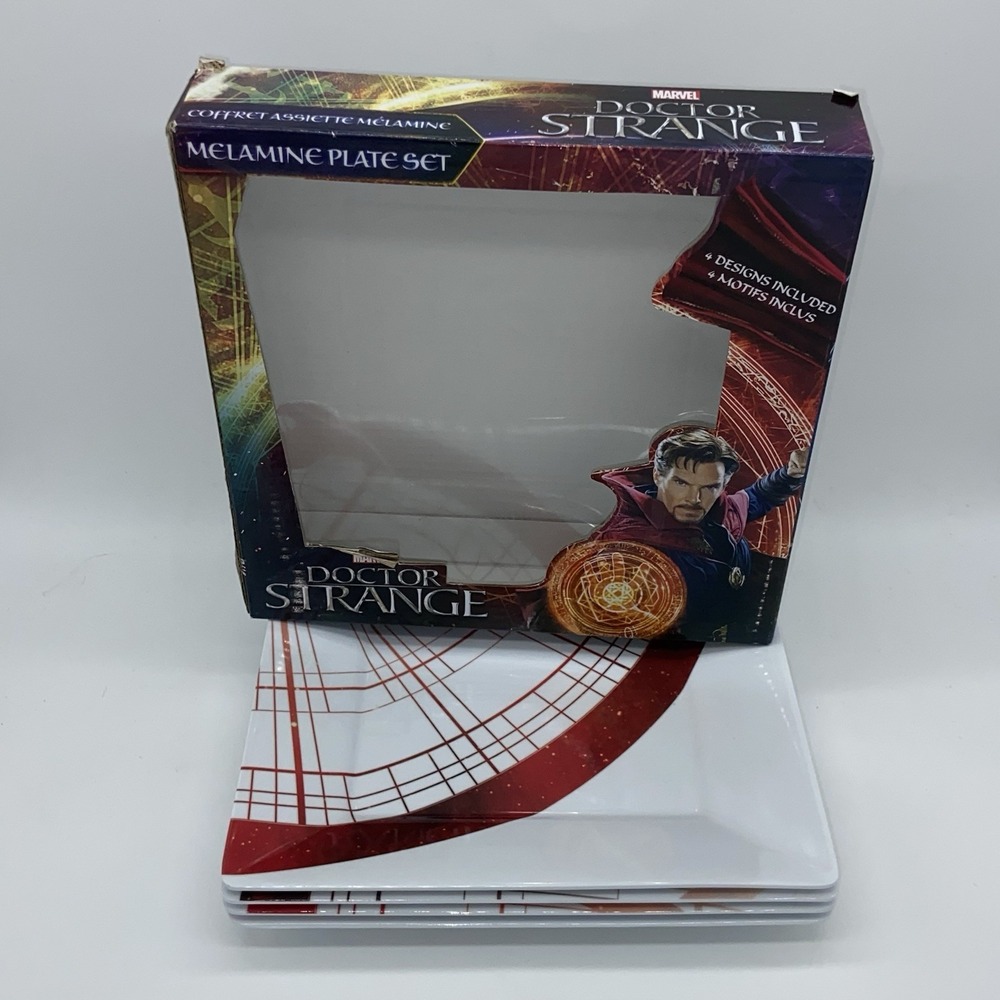 Doctor Strange Plate Set Of 4 Melamine Marvel New In‎ Box Collection Square
